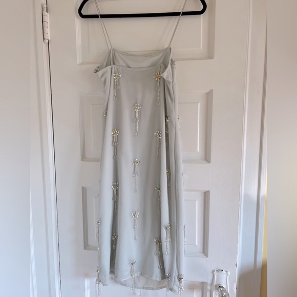 ASOS Beaded Cami Strap Midi Dress in Light Blue/Gray - Picture 4 of 6